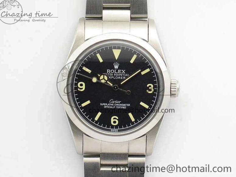 Aaa replica Dial Vintage Black Markers SS 3545 Cartier On Practical Ref.1016 A23J Cream Bracelet Explorer 1103